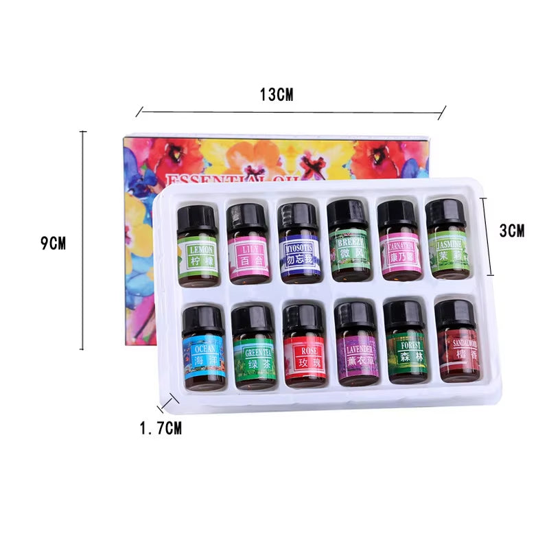 12Pcs/Set Aromatic Plant Water-Soluble Essential Oil for Aromatherapy Diffusers Essential Oil Home Air Care Essential Oil Set