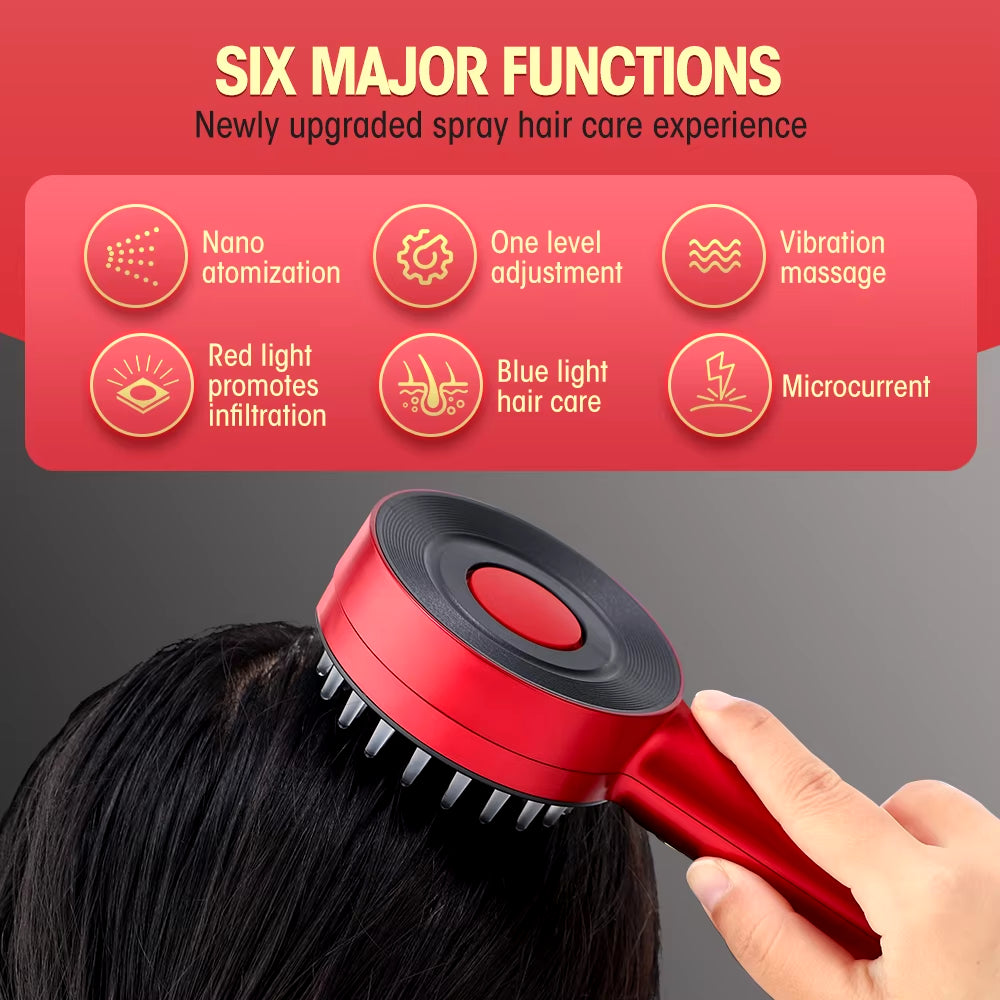 EMS Massage Comb + 50Ml Batana Hair Growth Oil Nano Spray Scalp Liquid Applicator LED Therapy Vibration Head Massager Brush