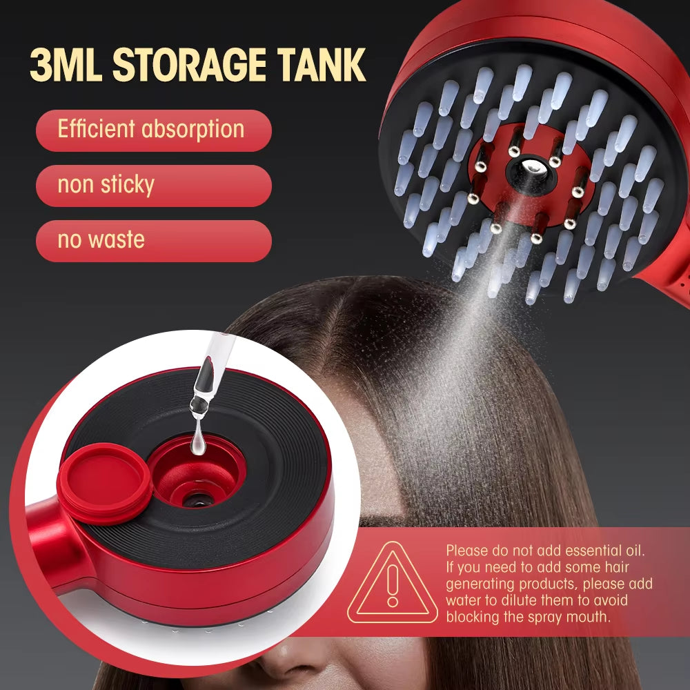 EMS Massage Comb + 50Ml Batana Hair Growth Oil Nano Spray Scalp Liquid Applicator LED Therapy Vibration Head Massager Brush