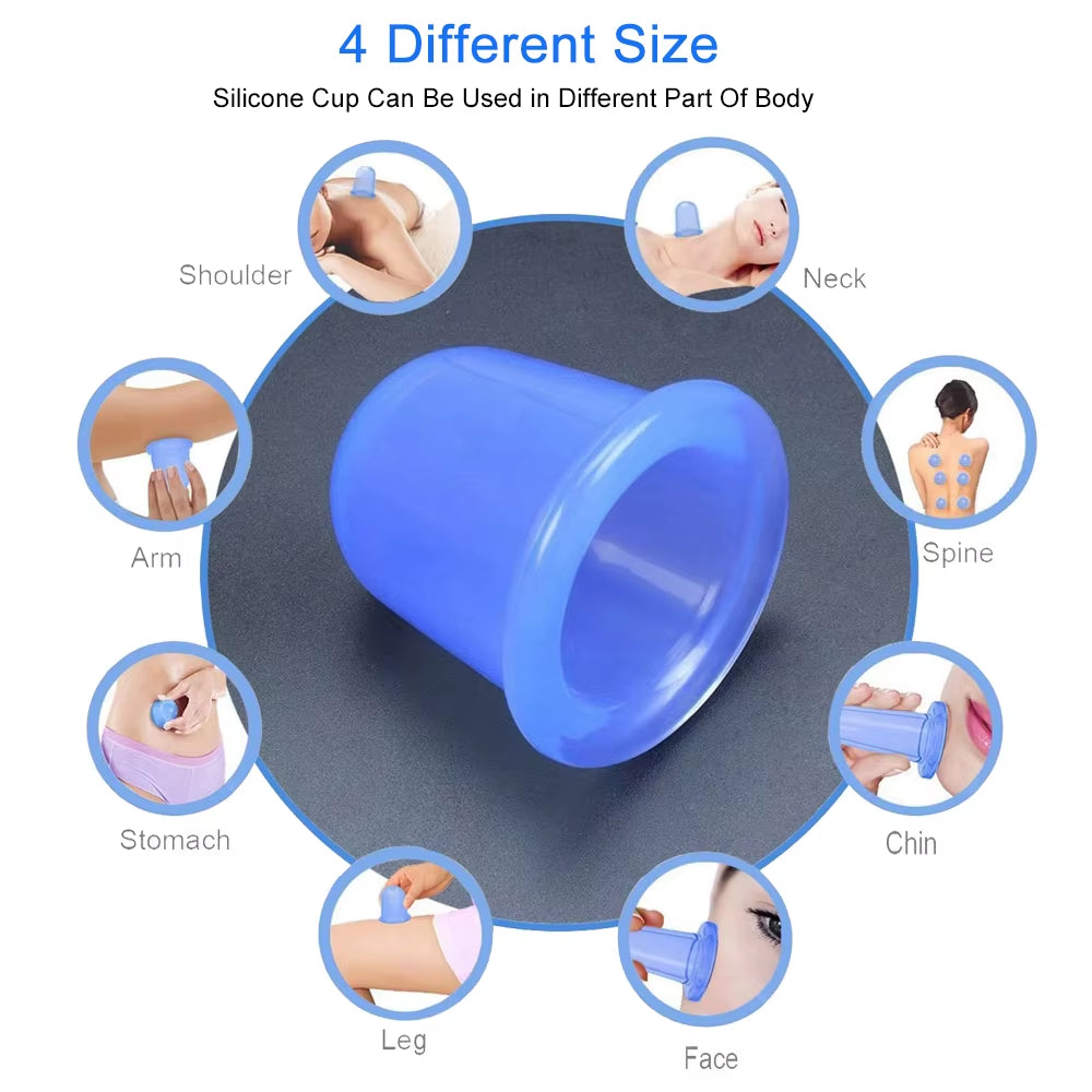 Anti-Cellulite Silicone Suction Cups Banks Vacuum Massage Cupping Massager for Jar Physiotherapy Cans Set Fat Burner Gift Bag