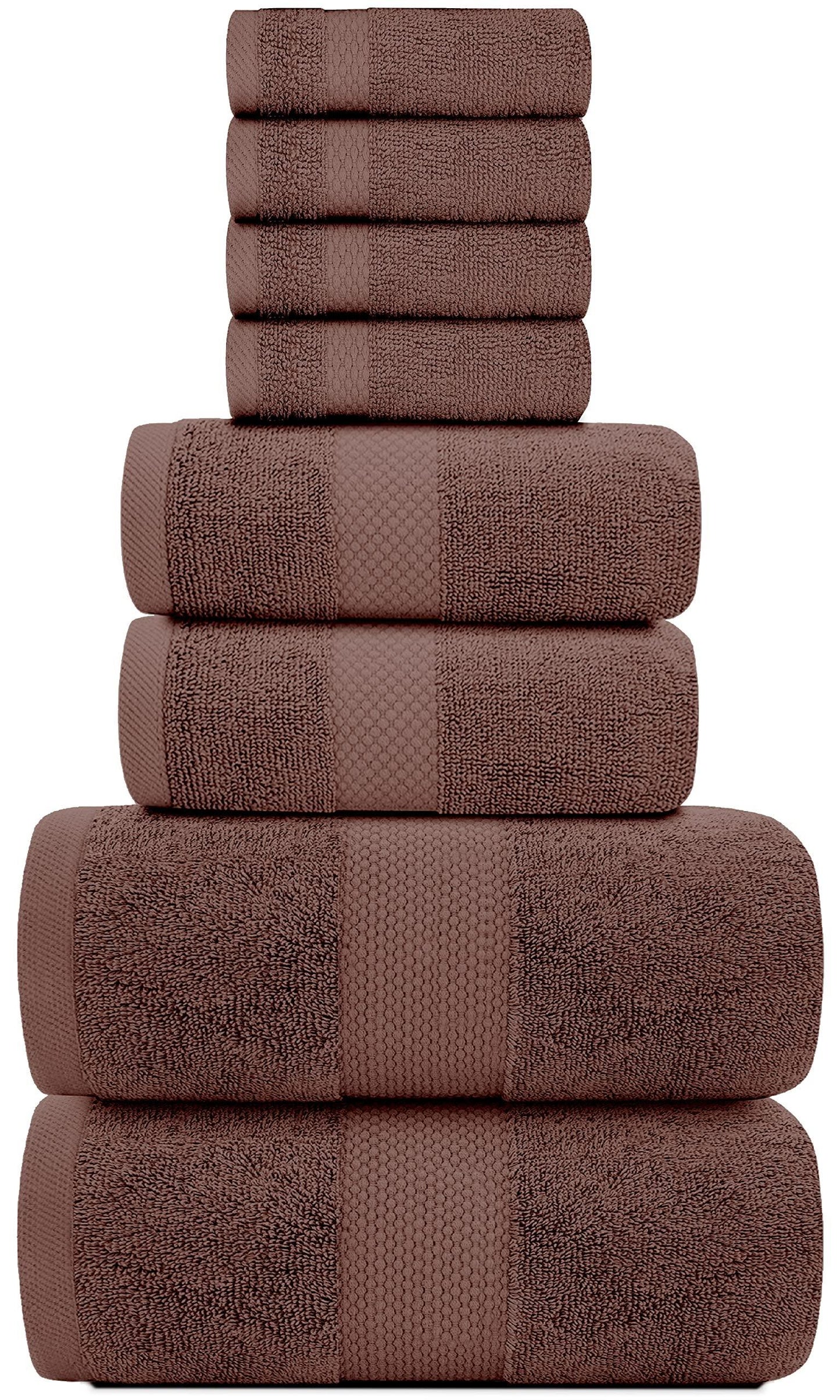 Luxury Brown Bath Towel 8 Piece Set Combed Cotton Hotel Quality Brown Towels Set