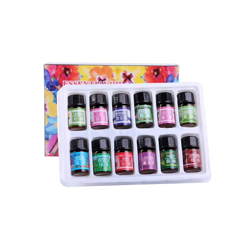 12Pcs/Set Aromatic Plant Water-Soluble Essential Oil for Aromatherapy Diffusers Essential Oil Home Air Care Essential Oil Set